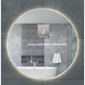 Zrcadlo Besteco Velké Kulaté Koupelnové LED Zrcadlo BASIC Ø 60 cm, Funkce Odmlžování (Anti-Fog), Stmívání, Neutrální Bílé Světlo 4000 K, Eloxovaný Hliníkový Rám, Krytí IP44