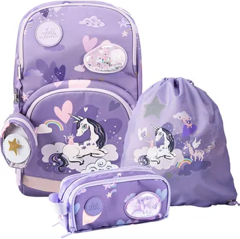 Školní batoh FRII OF NORWAY SET Školní batoh s pouzdrem a vakem Easy 22 L, Unicorn Purple