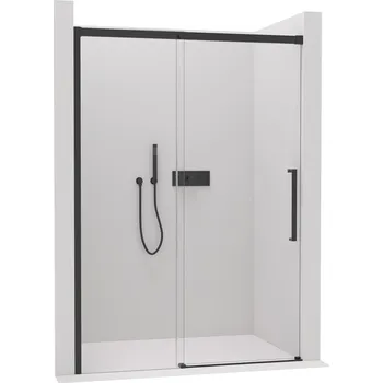 CERANO - Sprchové posuvné dveře Lantono L/P - 8 mm - Soft-Close - černá matná, transparentní sklo - 150x195 cm