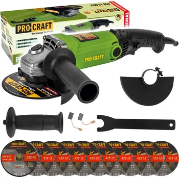 úhlová bruska Bruska úhlová Procraft PW1200E + 10x řezný kotouč CD125x1.0b v kovovém boxu | SPW1200E/CD125x1.0b