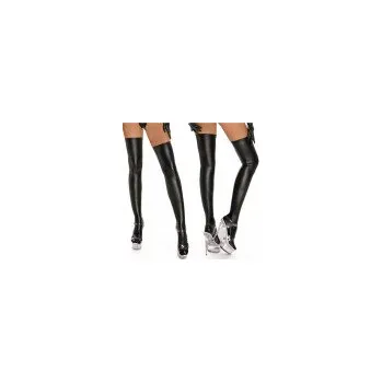 Dámské erotické punčochy Sexy černé elastiské unisex nadkolenky 6015 Velikost 3XL Barva Černá bdsm-bondage-shop 08595729744820 8595729744820 Fetish wet-look metalické punčochy s krajkou SW39