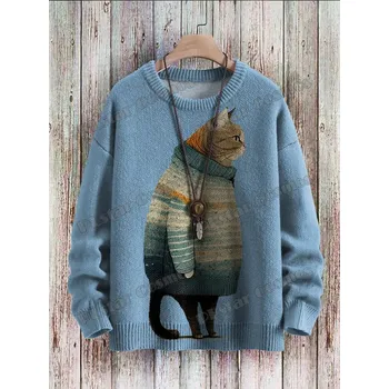 Dámský svetr Svetr s 3D potiskem kočky CS399 Velikost: XL, Barva (Varianta): Svetr 7