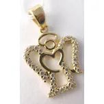 Klenoty Budín Zlatý přívěsek - zlatý andělíček posetý zirkony pro štěstí 585/1,07gr HK3044 (Klenoty Budín Zlatý přívěsek - zlatý andělíček posetý zirkony pro štěstí 585/1,07gr HK3044)