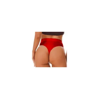 Dámské erotické kalhotky Sexy olejově lesklá tanga s vysokým pasem 9022 Velikost M Barva Červená bdsm-bondage-shop 08595729714755 8595729714755