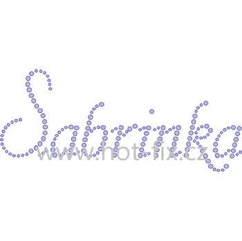 SABRINKA II - jméno nažehlovací hot-fix kamínkový potisk na textil, rozměr cca 15,2x6,5cm barva: kameny barva 101 Crystal /stříbrná