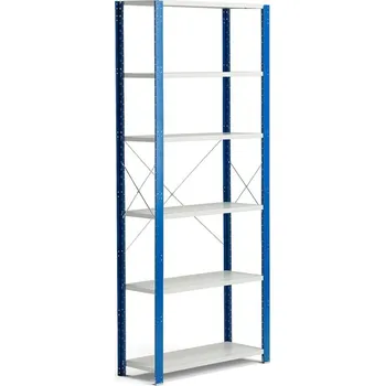 Dílenský regál Kovový regál MIX, 2500x1065x500 mm, modrý, šedé police
