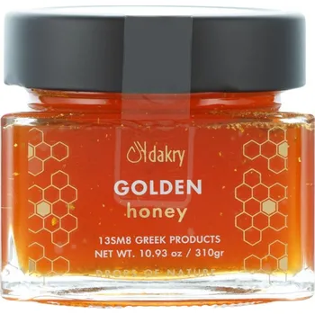 Dakry Olive | Řecký tymiánový med s 24kt jedlým zlatem bohatá, jemně květinová chuť s nádechem divokých bylin - 310 g