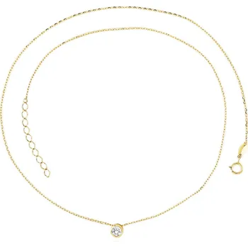 Řetízek Elegantní zlatý náhrdelník s bílým zirkonem Au 585/1000 1,75g
