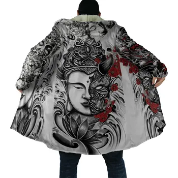 Pánská mikina Zimní mikina s 3D potiskem Samurai Oni Mask Tattoo Velikost: 3XL, Barva (Varianta): Mikina s kapucí 18