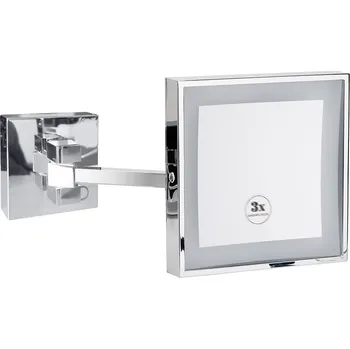 Bemeta Zrcátko kosmetické s LED osvětlením 200 x 200 mm 3x zvětšení chrom