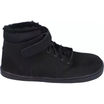 Dívčí obuv Zimní barefoot kožené boty Pegres BF40 - černé 31