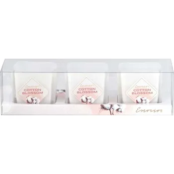 Emocio Sklo barevné 51x51x52 mm 3 ks Cotton Blossom vonná svíčka