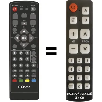 Maxxo HD DVB-T2 náhradní dálkový ovladač pro seniory