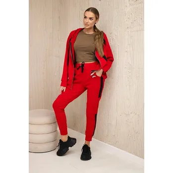 Tepláková souprava s pruhy model 67064 červená