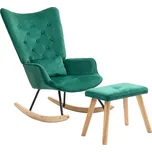 HOMCOM Křeslo houpací s podnožkou, samet, zelené 83B-036V00DG
