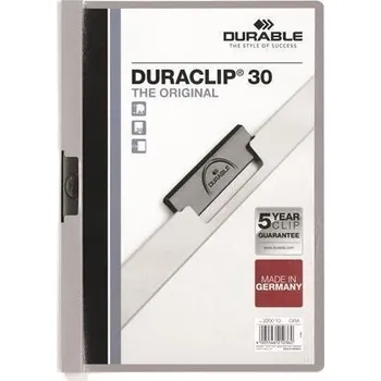 Desky s rychlovazačem "DURACLIP 30", šedá, s klipem, A4, DURABLE 220010