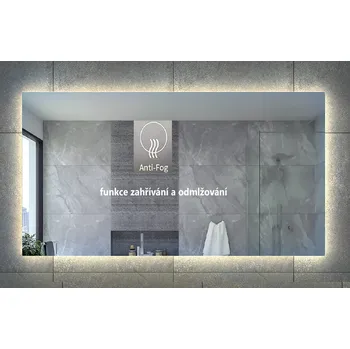 Zrcadlo Besteco Koupelnové LED Zrcadlo BASIC 130 x 70 x 3 cm, Integrované Odmlžování (Anti-Fog), Osvětlení 4000 K, Hliníkový Eloxovaný Rám, Ovládání Externím Vypínačem, IP44