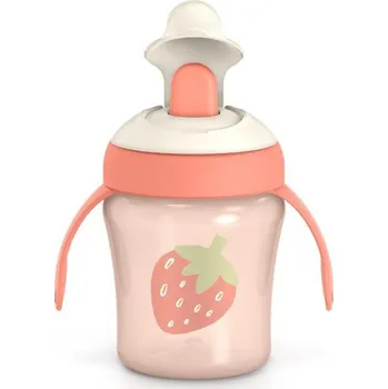 SUAVINEX Nerozlitný hrníček GO NATURAL 200 ml Varianta: NEROZLITNÝ HRNÍČEK GO NATURAL 200 ml - RŮŽOVÁ JAHODA