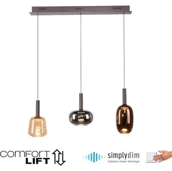 PAULNEUHAUS IRIDES LED závěsné svítidlo nastavitelná výška Comfort Lift 3 ramenné stmívatelné paměťová funkce SimplyDim 3000K - PAUL NEUHAUS PN 2680-70