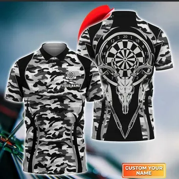 Dámské tričko Tričko s 3D potiskem pro tým Darts s lebkou CS459 Velikost: 5XL, Barva (Varianta): Polo košile 1