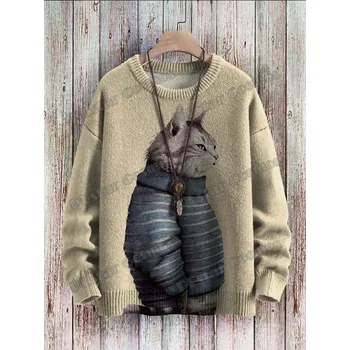 Dámský svetr Svetr s 3D potiskem vlk a další zvířata CS411 Velikost: 5XL, Barva (Varianta): Svetr 16