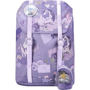 Školní batoh FRII OF NORWAY Ergonomická školní batoh Retro 22L, Unicorn Purple Glitter