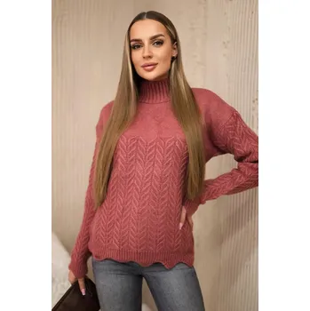 Dámský svetr Svetr s ozdobným volánem dolů model 2024-8 starorůžový