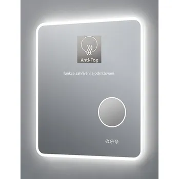 Zrcadlo Besteco Kompaktní LED Zrcadlo BRIGHT AQUA s Nastavitelným Osvětlením, 5x Lupou a Anti-Fog Funkcí, 60 x 70 cm