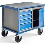 Dílenský vozík MOBILE, 1 skříňka + 4 zásuvky, 1000x700 mm