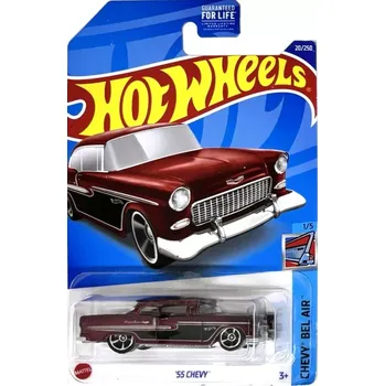 autíčko HOT WHEELS - '55 Chevy Burgundy (E7)