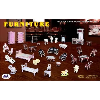 3D puzzle WOODEN TOY , WCK 3D puzzle Mini nábytek barevný