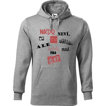 Pánská mikina DOBRÝ TRIKO Vtipná pánská mikina s potiskem Šéf Velikost pánské mikiny: 5XL, Barva: Tmavě šedý melír