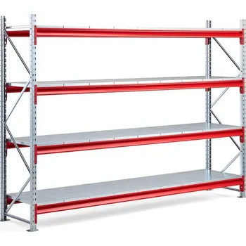 Dílenský regál Skladový regál TOUGH, 2000x2800x600 mm, 4 plechové police
