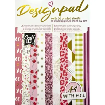 Creative Craft Group Sada jednostranných papírů Růžové vzory (120-250g/m2,20 listů) A4