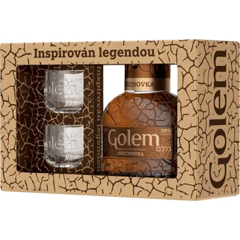 Likér Golem Ořechovka 30% – dárkové balení se dvěma skleničkami 0,5l