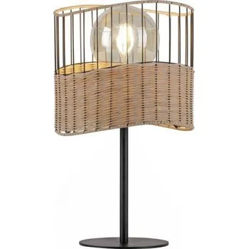 Lampička JUSTLIGHT REED Stolní lampa černý kov / dřevo v rustikálním designu - LEUCHTEN DIREKT / JUST LIGHT LD 11150-79