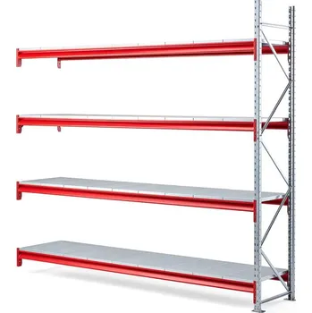 Dílenský regál Skladový regál TOUGH, přídavný, 2500x2700x600 mm, 4 plechové police