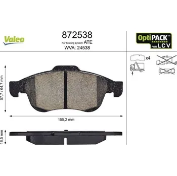 Brzdová destička Sada brzdových destiček, kotoučová brzda VALEO 872538