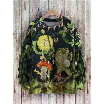 Dámský svetr Svetr s potiskem houby a zvířátka 3D CS444 Velikost: 4XL, Barva (Varianta): Svetr 4