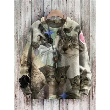 Dámský svetr Svetr s potiskem 3D retro vlny waves & Ink CS419 Velikost: 5XL, Barva (Varianta): Svetr