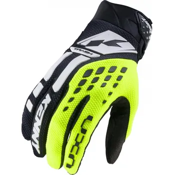 Cyklistické rukavice KENNY RACING RUKAVICE CROSS/ENDURO MODEL TRACK NEON YELLOW BARVA ČERNÁ/FLUO ŽLUTÁ/BÍLÁ VELIKOST M
