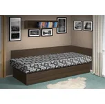 Nabytekmorava Válenda s úložným prostorem Junior 200x80 cm, s čelem barva lamina: ořech, Barva potahu: Mega 047 šedá