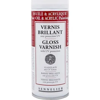 Speciální výtvarná barva Sennelier Lesklý lak AntiUV pro olej a akryl sprej 400 ml