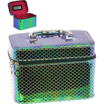 Deštník Kufřík dětský kosmetický vel. M se zrcátkem na zip zelenomodrý třpytivý