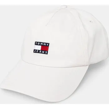 Čepice Bavlněná baseballová čepice Tommy Jeans bílá barva, s aplikací, AW0AW16991 00X, vel. ONE SIZE