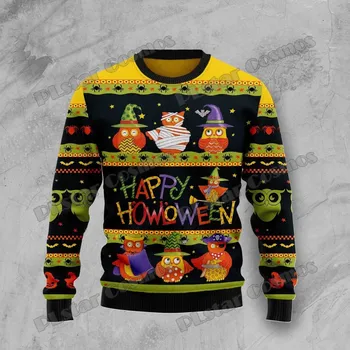 Dámský svetr Svetr s potiskem dýně a kostra Halloween 3D CS445 Velikost: 3XL, Barva (Varianta): Svetr 7