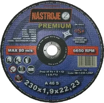 Řezný kotouč Řezný kotouč 230x1,9mm A46S Premium na ocel a nerez IM-1-230-1,9RP