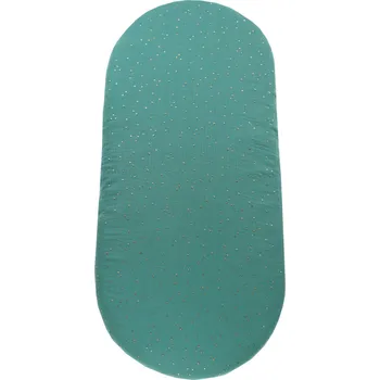 Prostěradlo enie baby Mušelínové prostěradlo do kočárku petrolejové se zlatými puntíky