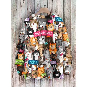 Dámský svetr Svetr s potiskem 3D retro vlny waves & Ink CS419 Velikost: 4XL, Barva (Varianta): Svetr 5