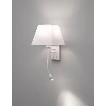 Nástěnné svítidlo NOVALUCE Nástěnné svítidlo VALENCIA bílý hliník bílé stínidlo E27 1x40W LED 3W čtecí lampička / vypínač na těle - NOVA LUCE NV 8127401